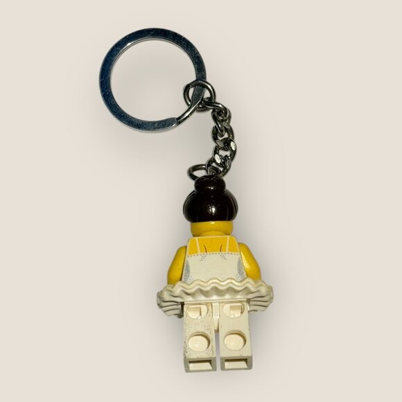 Lego Ballerina White Tutu Minifigure Keychain Keyring Brown Hair - Picture 2 of 2